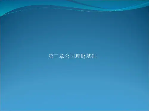 第三章公司理财基础《公司金融》PPT课件