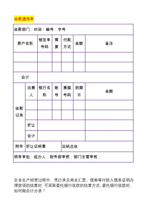 收款告知单模板