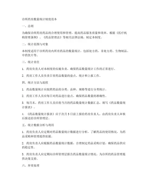 诊所药房数量统计制度范本