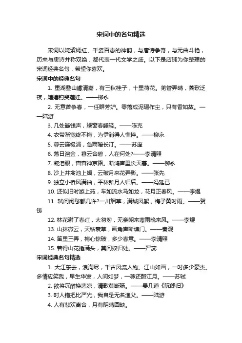 宋词中的名句精选
