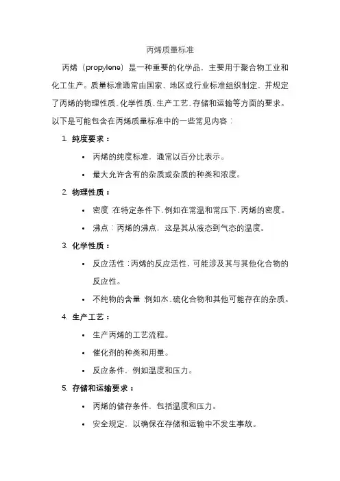丙烯质量标准