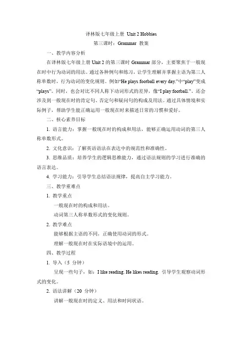 Unit 2 Hobbies Grammar 教案译林版(2024)七年级英语上册  (1)
