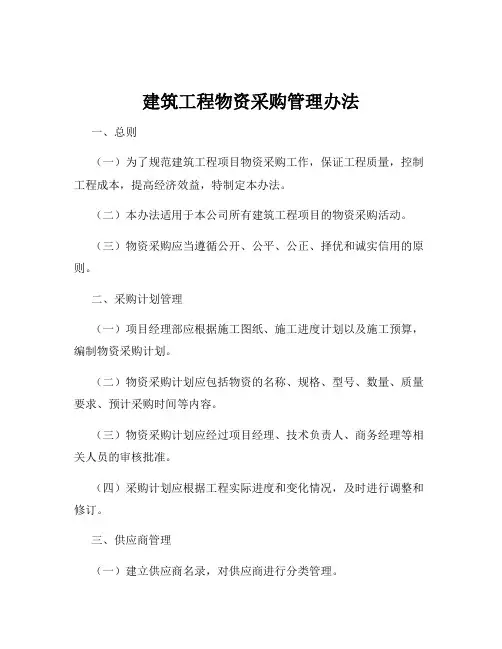 建筑工程物资采购管理办法