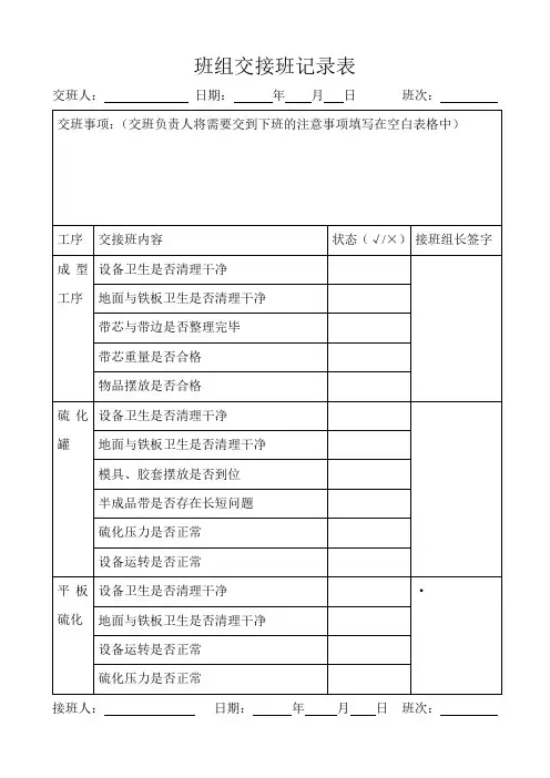 交接班记录表