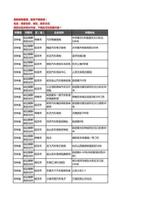 新版吉林省延边朝鲜族自治州汽车影音企业公司商家户名录单联系方式地址大全18家