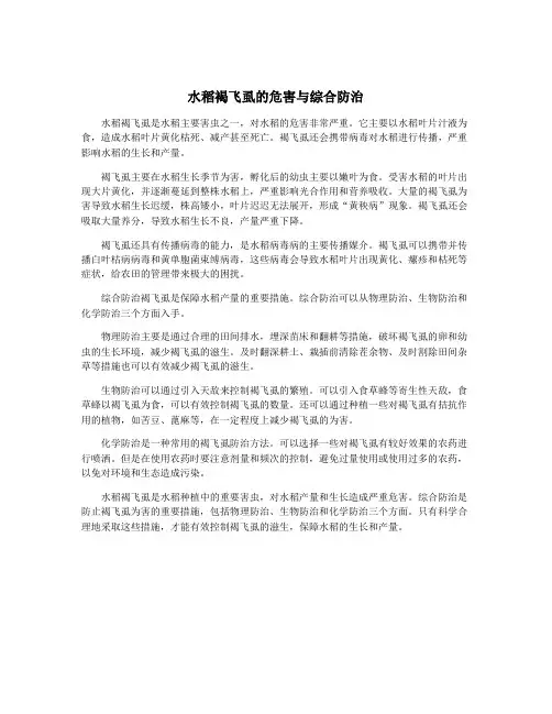 水稻褐飞虱的危害与综合防治