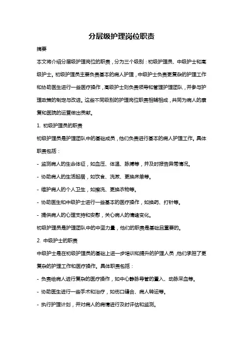 分层级护理岗位职责