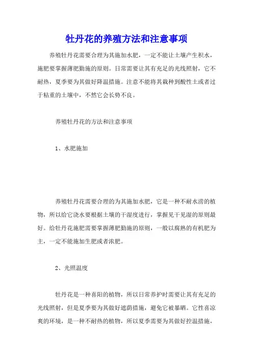 牡丹花的养殖方法和注意事项