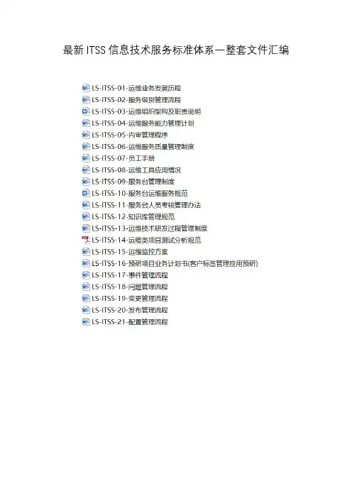 最新ITSS信息技术服务标准体系一整套文件汇编