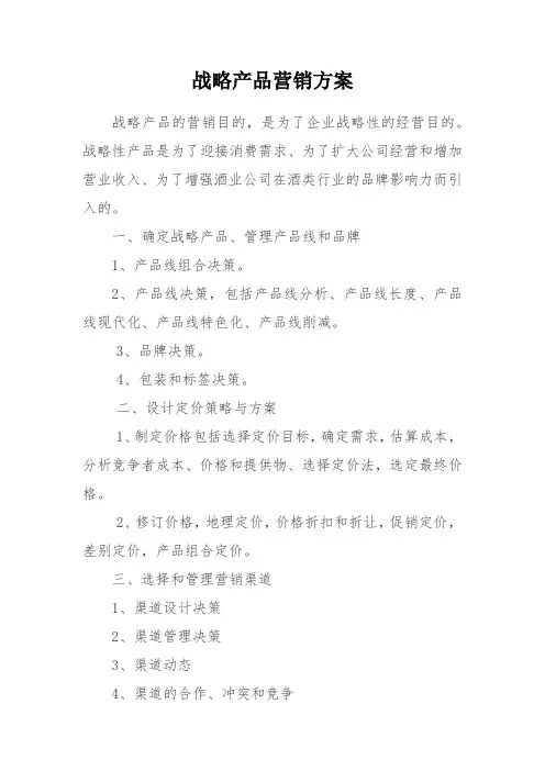 战略产品营销方案