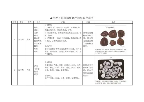 4 种攻下药名称别名产地来源及彩图