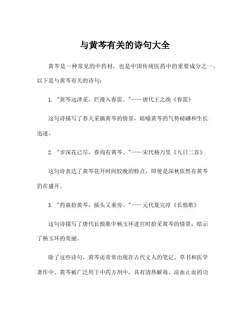 与黄芩有关的诗句大全