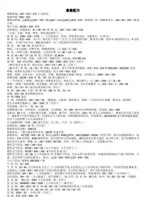 象数各种病症配方