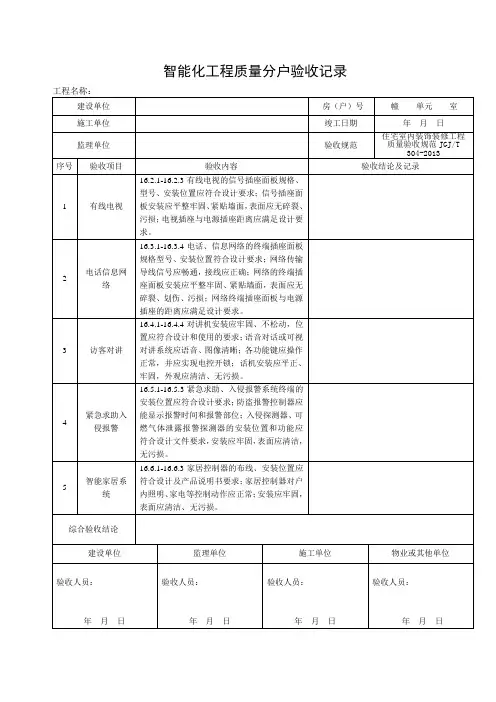 001-分户2015-11智能化工程质量分户验收记录