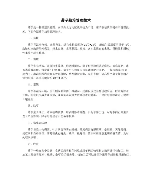 菊芋栽培管理技术