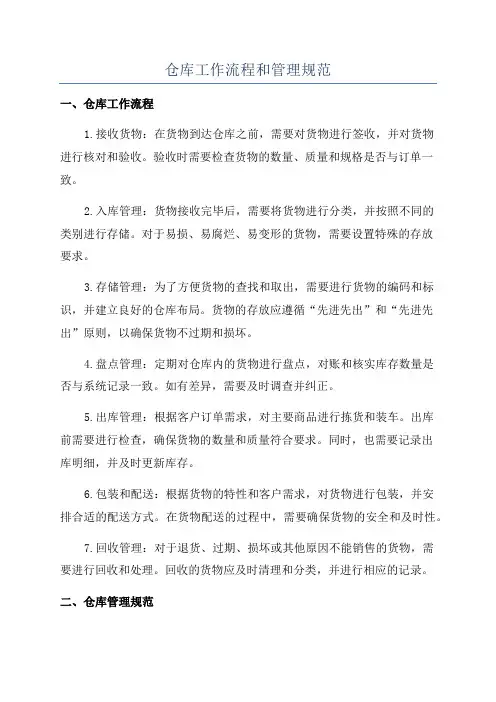 仓库工作流程和管理规范