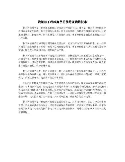 浅谈林下种植魔芋的优势及栽培技术
