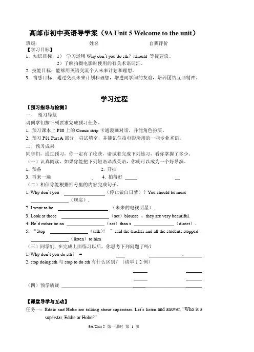 9 A Unit 5-1 Comic strip&导学案