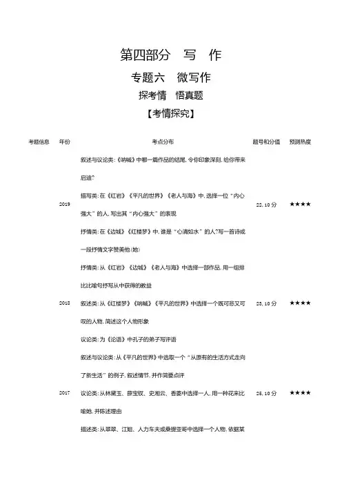 2021年北京新高考语文复习练习讲义：专题六 微写作