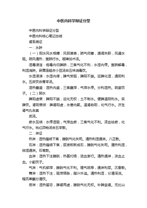 中医内科学辩证分型