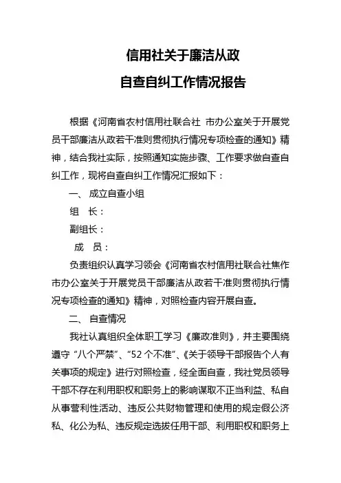 自查自纠报告2