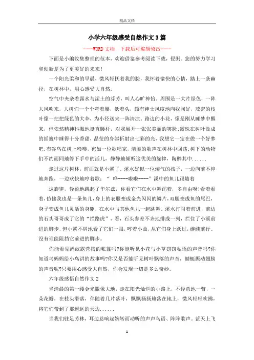 小学六年级感受自然作文3篇