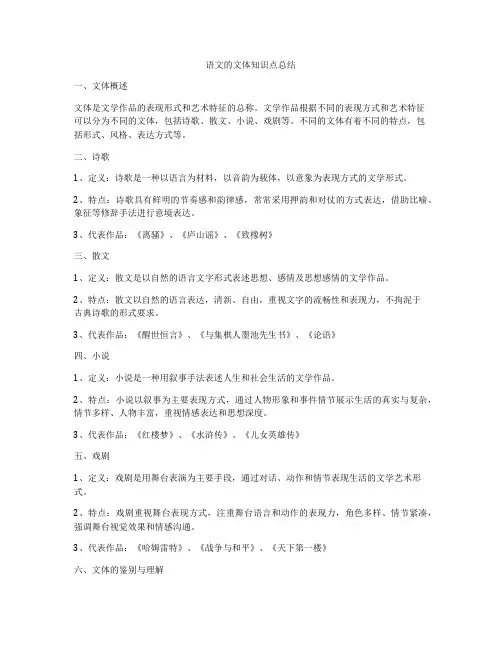 语文的文体知识点总结