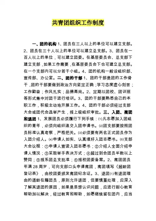 共青团组织工作制度