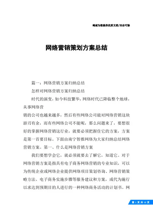 网络营销策划方案总结