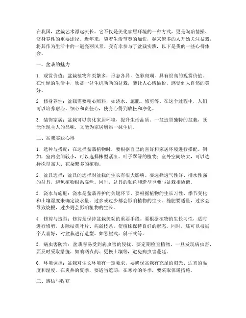 盆栽实践心得体会范文