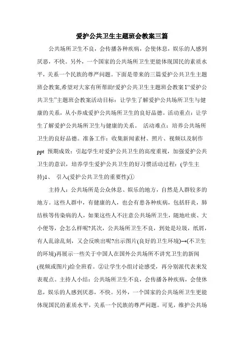 爱护公共卫生主题班会教案三篇