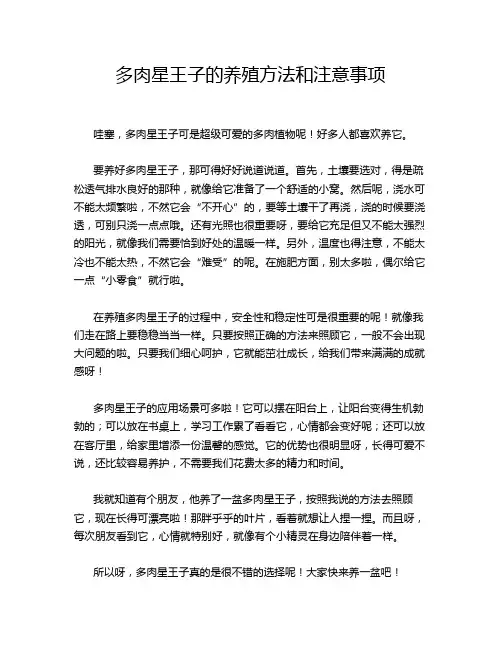 多肉星王子的养殖方法和注意事项