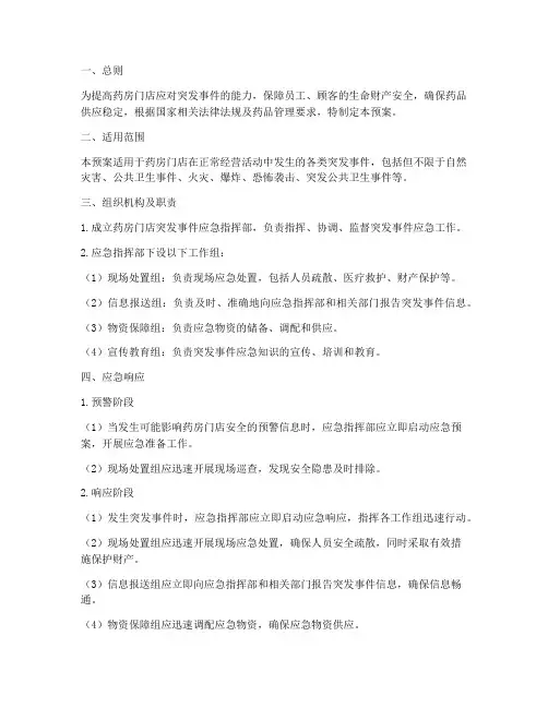 药房门店突发事件应急预案