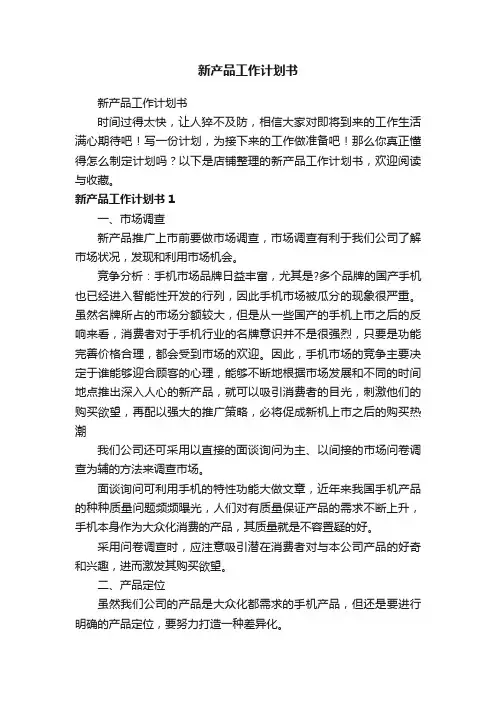 新产品工作计划书