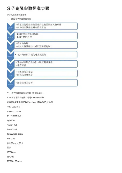 分子克隆实验标准步骤