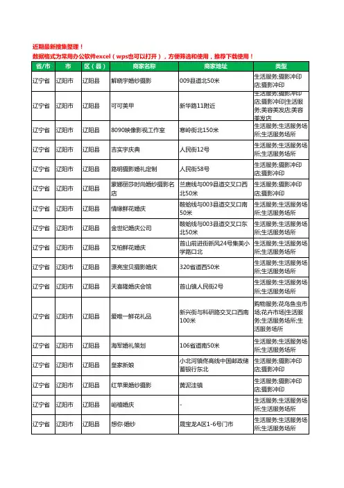 2020新版辽宁省辽阳市辽阳县婚庆公司工商企业公司商家名录名单黄页联系方式大全38家