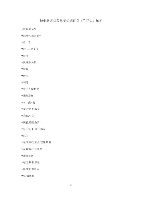 短语汇总(T开头) 背记 练习版
