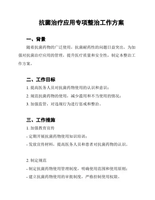 抗菌治疗应用专项整治工作方案