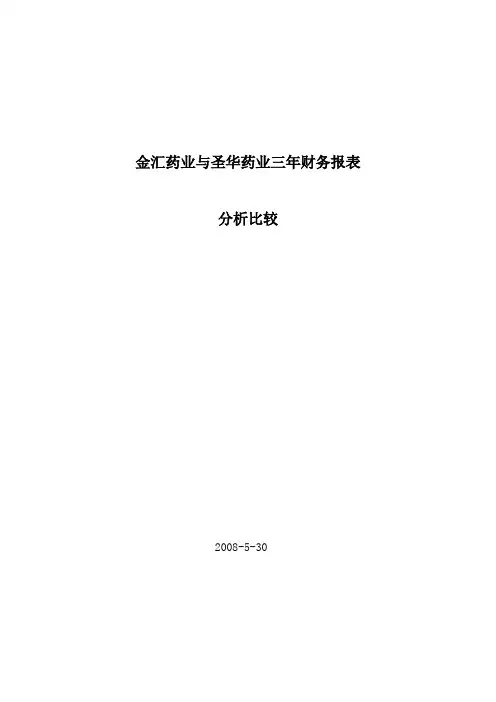 两大药业公司三年财务报表分析比较