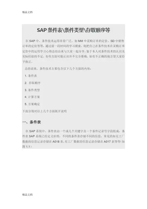 最新sap销售定价条件技术资料