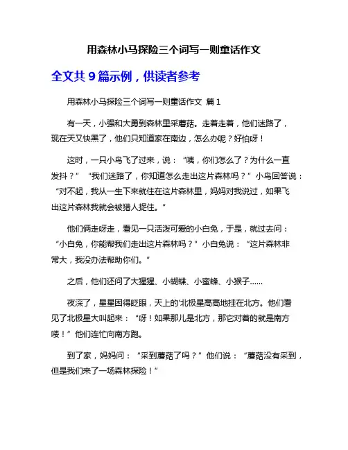 用森林小马探险三个词写一则童话作文