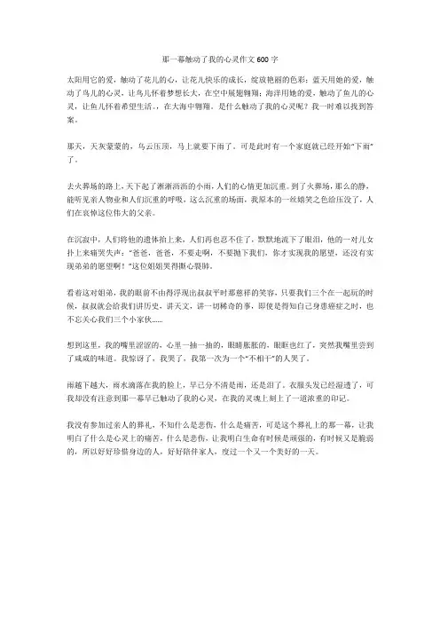 那一幕触动了我的心灵作文600字