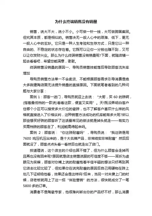 为什么终端销售没有销量