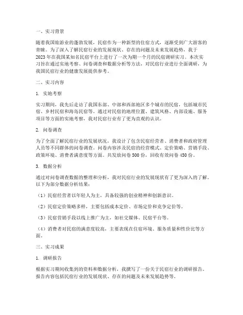 民宿调研报告实习