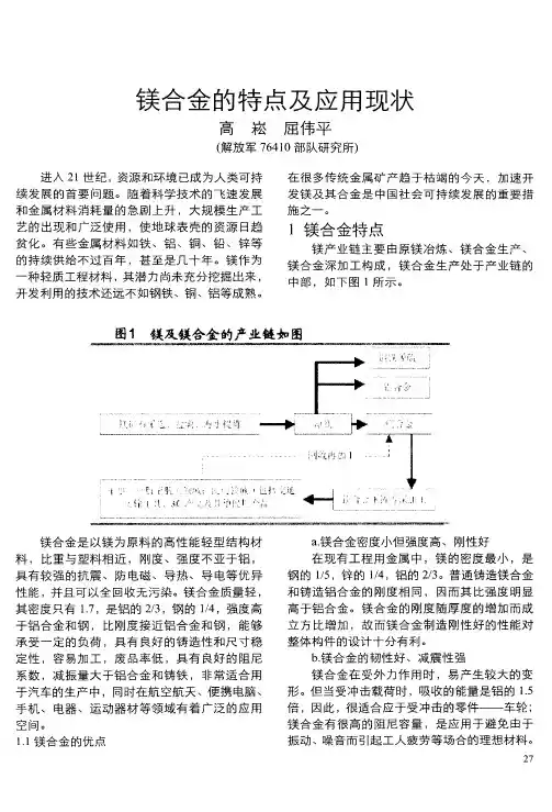 镁合金的特点及应用现状