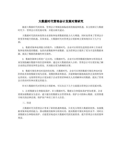 大数据时代管理会计发展对策研究