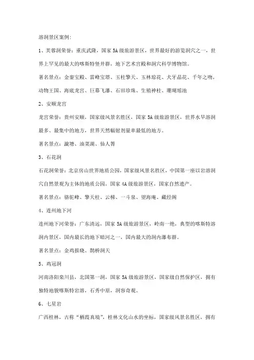 溶洞资料搜集