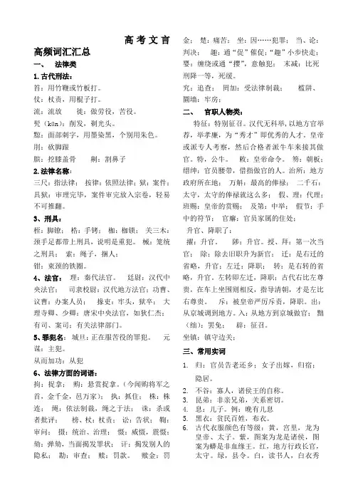 高考文言文高频词汇汇总