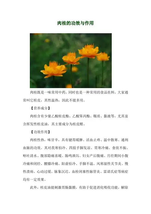 肉桂的功效与作用