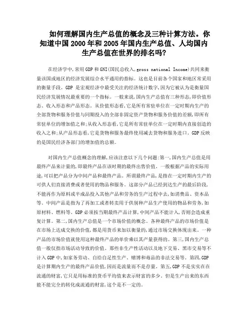 国内生产总值的全面理解